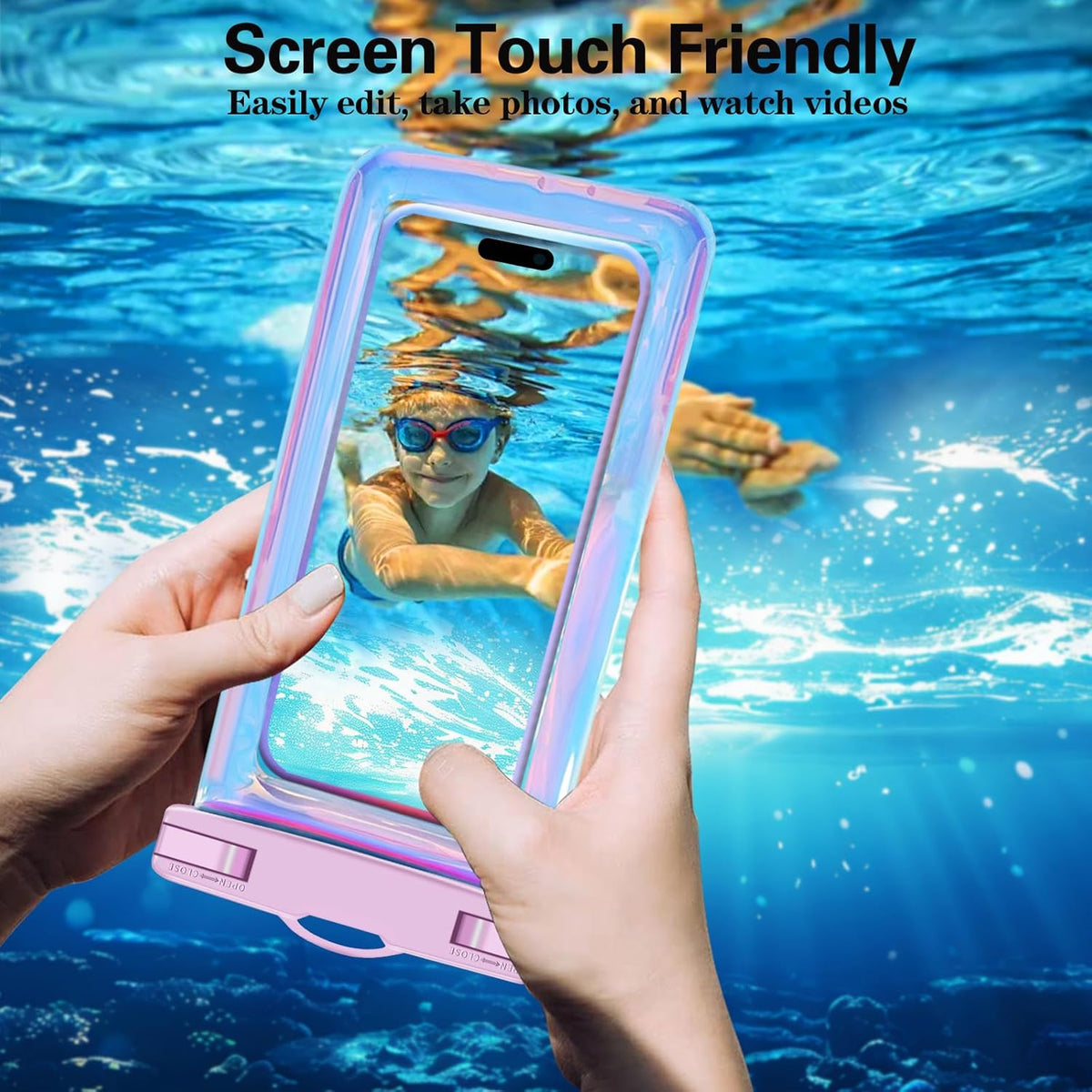 2 Pack Iridescence Waterproof Phone Pouch, Cell Phone Waterproof Case Dry Bag,Protection Level: Ip68,Beach Cruise for Iphone,Samsung,And More,Lanyard Included,(Fits up to 8.3"),Iridescence