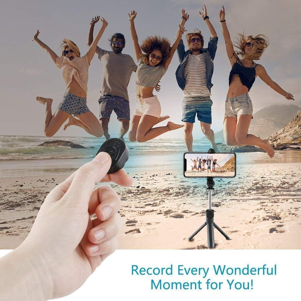 Wireless Selfie Stick, Adjustable Selfie Stick with Tripod Stand and Detachable Wireless Remote, Support Video Record, Extendable Monopod for Iphone 17/16/15/14 Pro Max, Galaxy, All Other Smart Phone