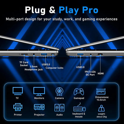 ACEKAMAS 15.6" Gaming Laptop  Core I9 10980HK IPS 1920*1080 Notebook Gamer 16GB RAM 1TB SSD Windows 11 Pro Office Laptop PC