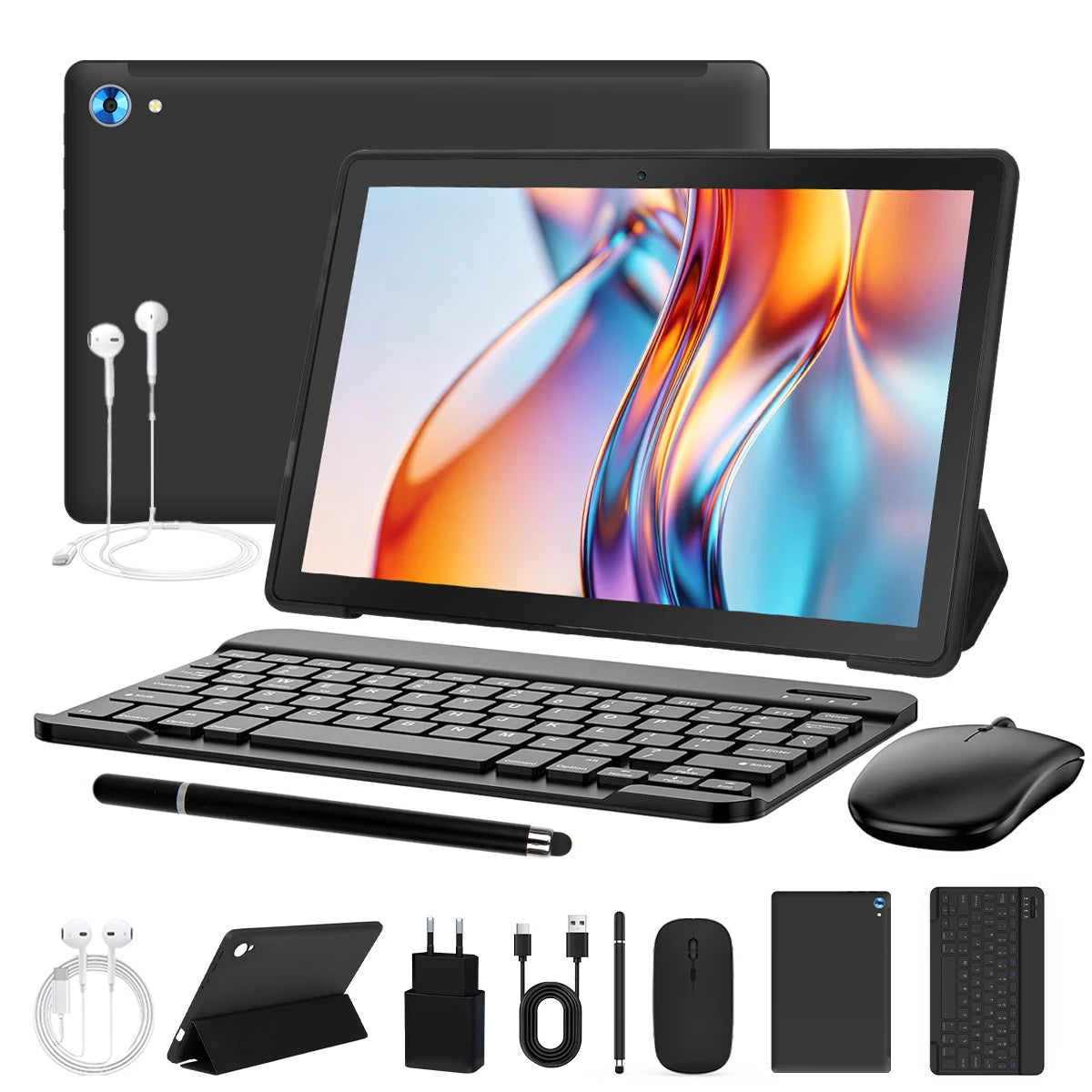 10 Inch Tablet Android 15 8-Core Tablets 24GB+128GB 1TB Expansion Wifi 6 5MP+8MP Stylus Keyboard Mouse Headphone PC PAD Set