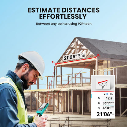 Outdoor Laser Measuring Tool, 985Ft Professional Laser Distance Meter for Construction, 4X HD Zoom &amp; 3" Backlit Display, Point-To-Point Technology for Large Outdoor Projects,