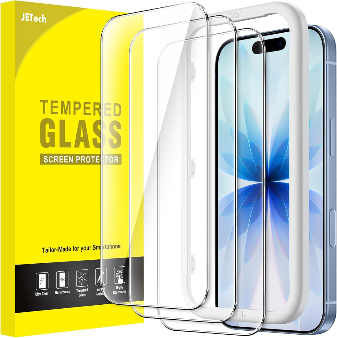 Screen Protector for Iphone 17 6.3-Inch, Tempered Glass Film with Easy Installation Tool, 9H Hardness, Case-Friendly, 3-Pack