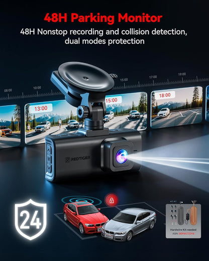 4K Dash Cam Front and Rear, STARVIS 2 Sensor, Touch Screen 3.18", Voice Control, 20Mb/S 5.8Ghz Wifi 6 Car Dashcam with 128GB Card, GPS, Night Vision, Emergency Lock, Parking Mode(F7N Touch)