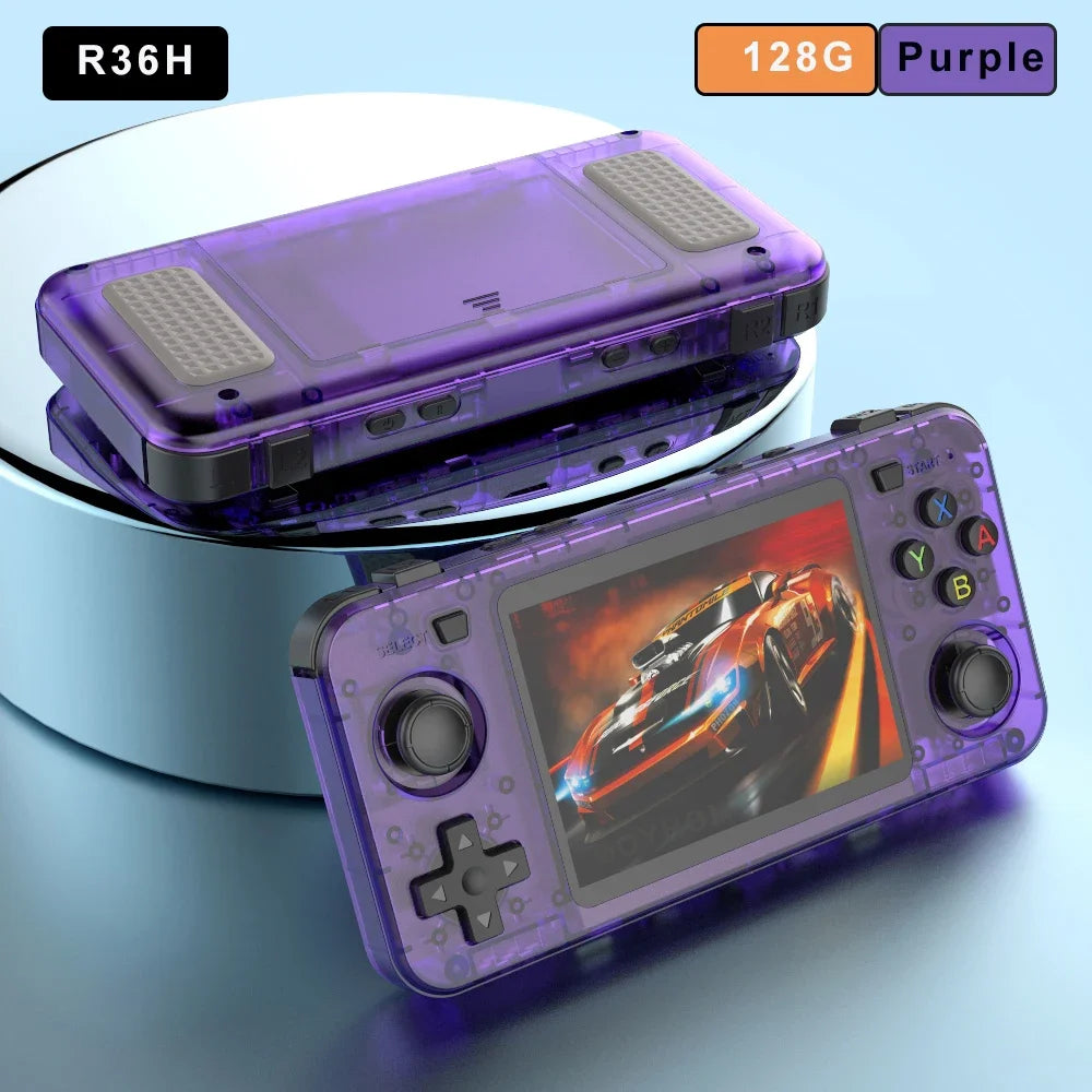 Green R36H Retro Video Game Console 3.5‘’ IPS Screen RK3326 3000 Mah Open Linux System Portable Player 64GB 128GB
