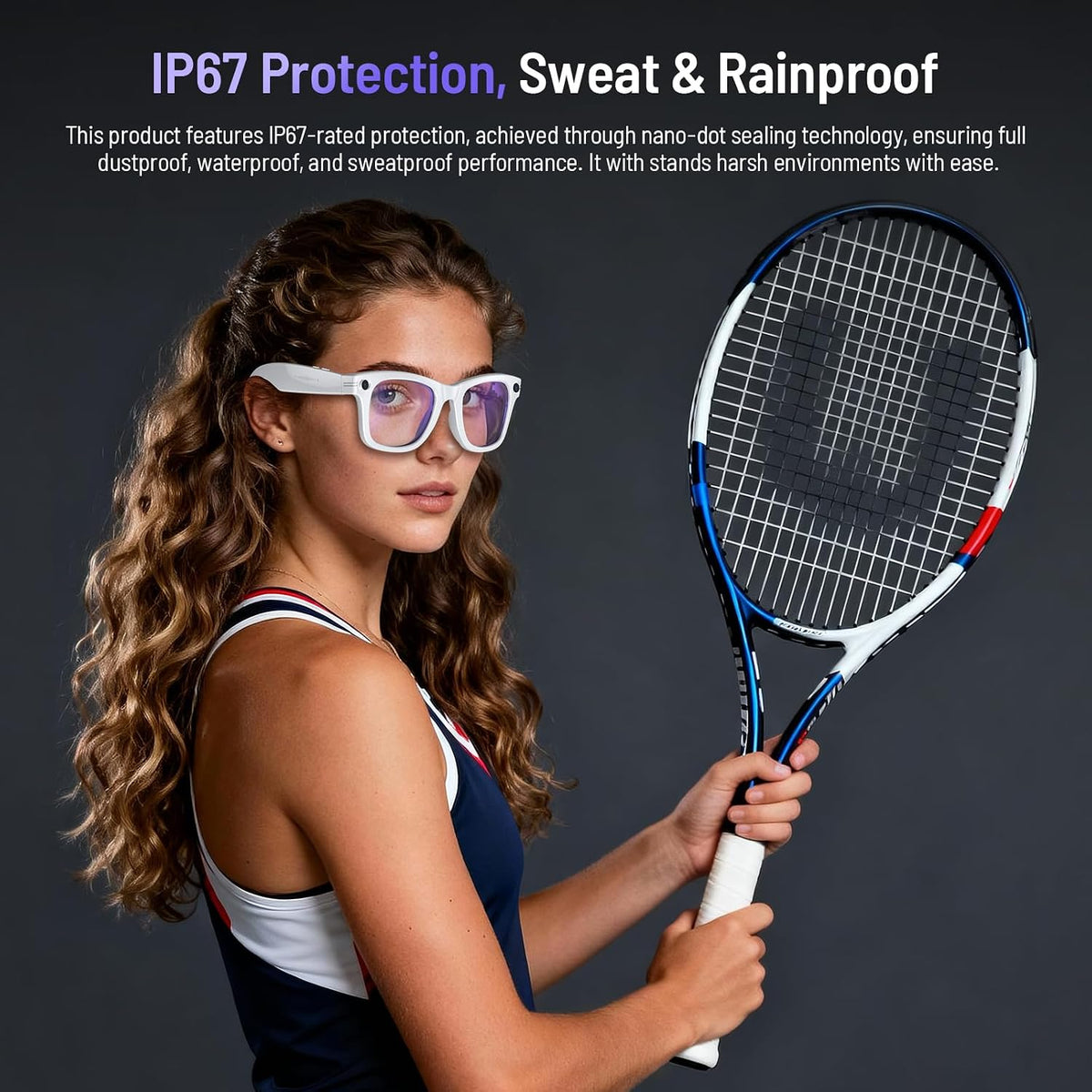 Upgraded Ai Smart Bluetooth Glasses, 800W Anti-Shake Camera Glasses, 1080P Video Recording, Ai Real-Time Translation, Open-Back Headphone Audio, Voice Assistant, Sunglasses for Men Women