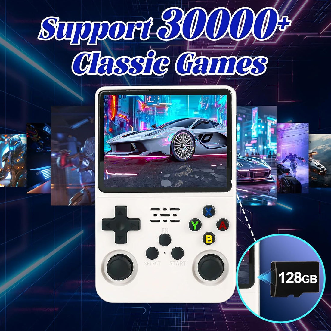 R36S Retro Handheld Console 3.5" – 128GB, 30,000+ Games, White