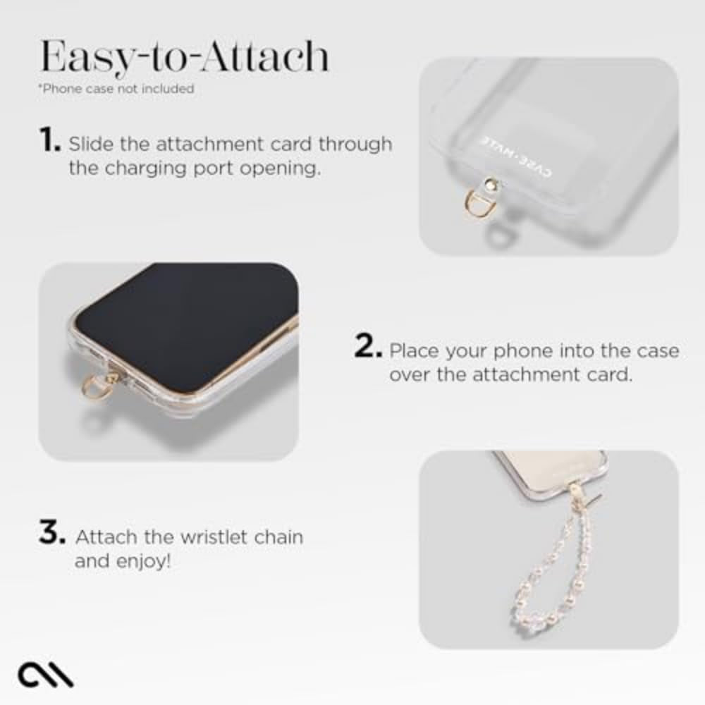 Phone Charm with Beaded Pearls and Crystals - Detachable anti Theft Strap - Hands-Free Iphone Wrist Strap for Women - Phone Chain Wristlet for Galaxy, Pixel and More - Crystal Pearl
