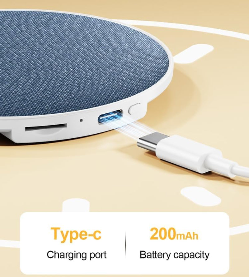 Bluetooth Pillow Speaker for Sleep Aid, under Pillow Audio Disc with White Noise, Type-C Charging, 200Mah Battery, Bluetooth 5.4, TF Card Support, 92Mm