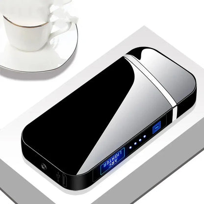 2025 Smart Chip Electric Dual Arc USB Lighter Outdoor Windproof Pulse Plasma Flameless Digital Power Display Lighter Men Gifts