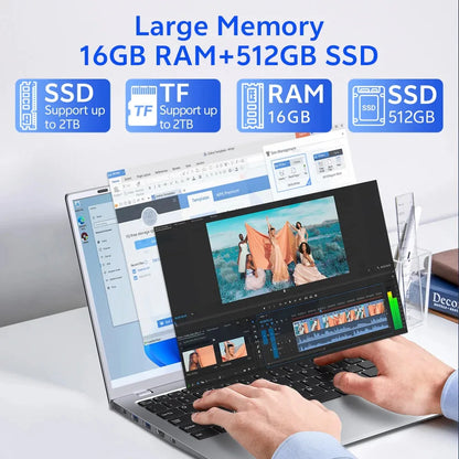15.6"  Core I7 8550U Portable Laptops Windows 11 32GB 2TB Fingerprint Unlock Backlit Keyboard Gamer Study Office Notebook