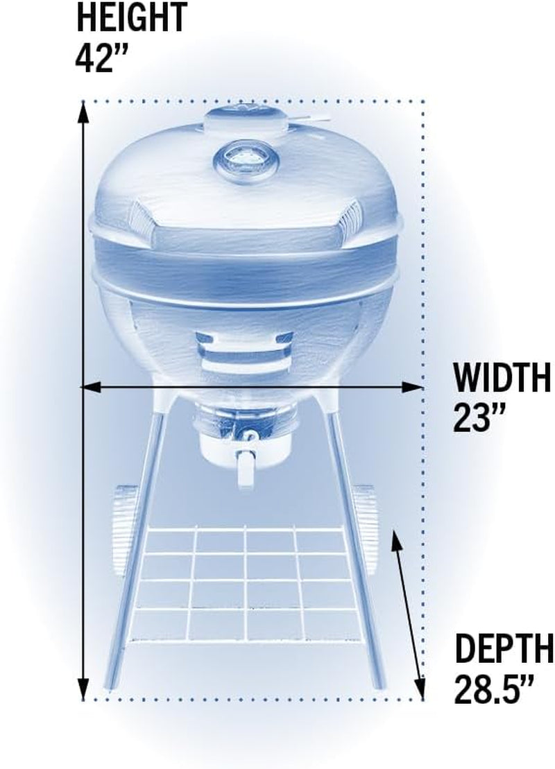 PRO 22-Inch Charcoal Kettle Grill - PRO22K-LEG-3 - Black, Stainless Steel Spacer Ring, 360In² Cooking Area, Sturdy 4-Leg Design, 7-Inch Wheels