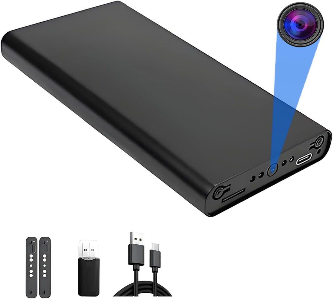 Mini 1080P HD Camera, Nanny/Pet/Child Camera Power Bank, with Motion Detection, Automatic Night Vision, Loop Record, and Gravity Sensing Functions. Suitable for Office and Home Security Monitoring Cam