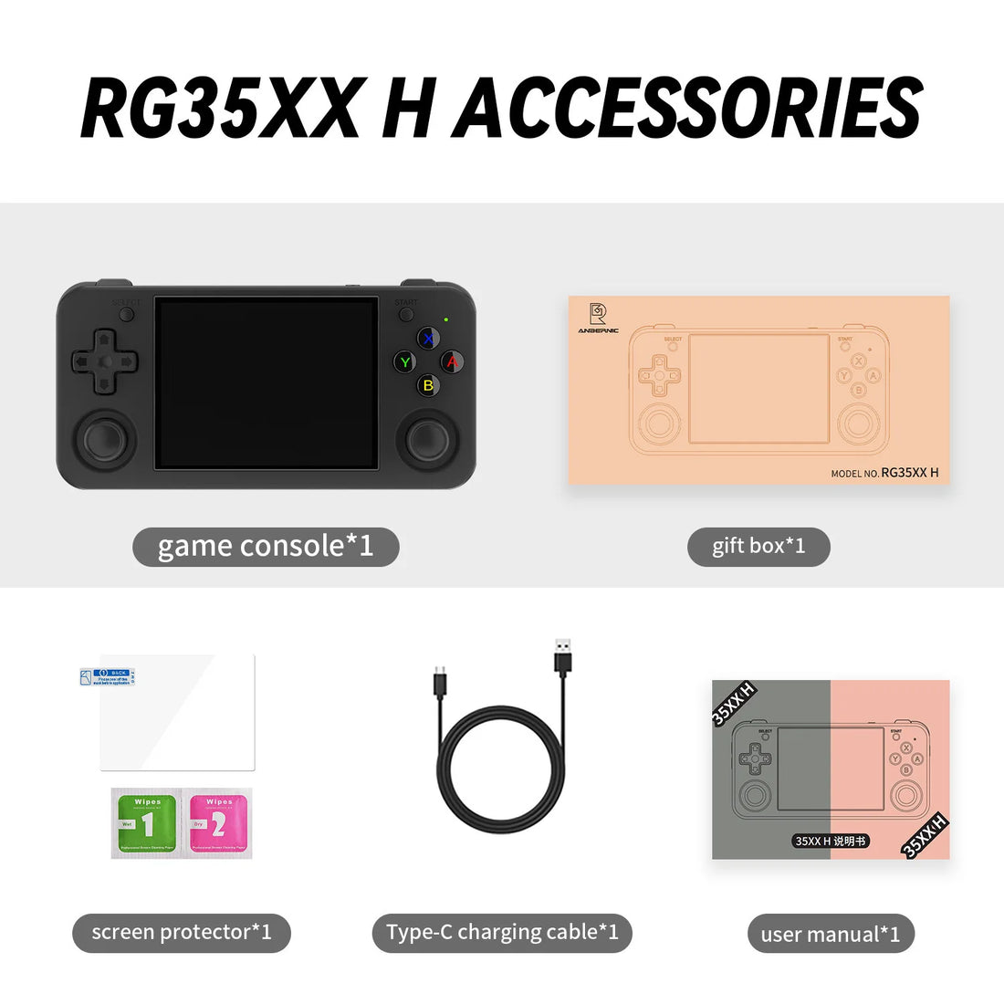 RG35XX H Linux Retro Handheld Game Console 64G Pre-Loaded 5570 Games, 3.5&