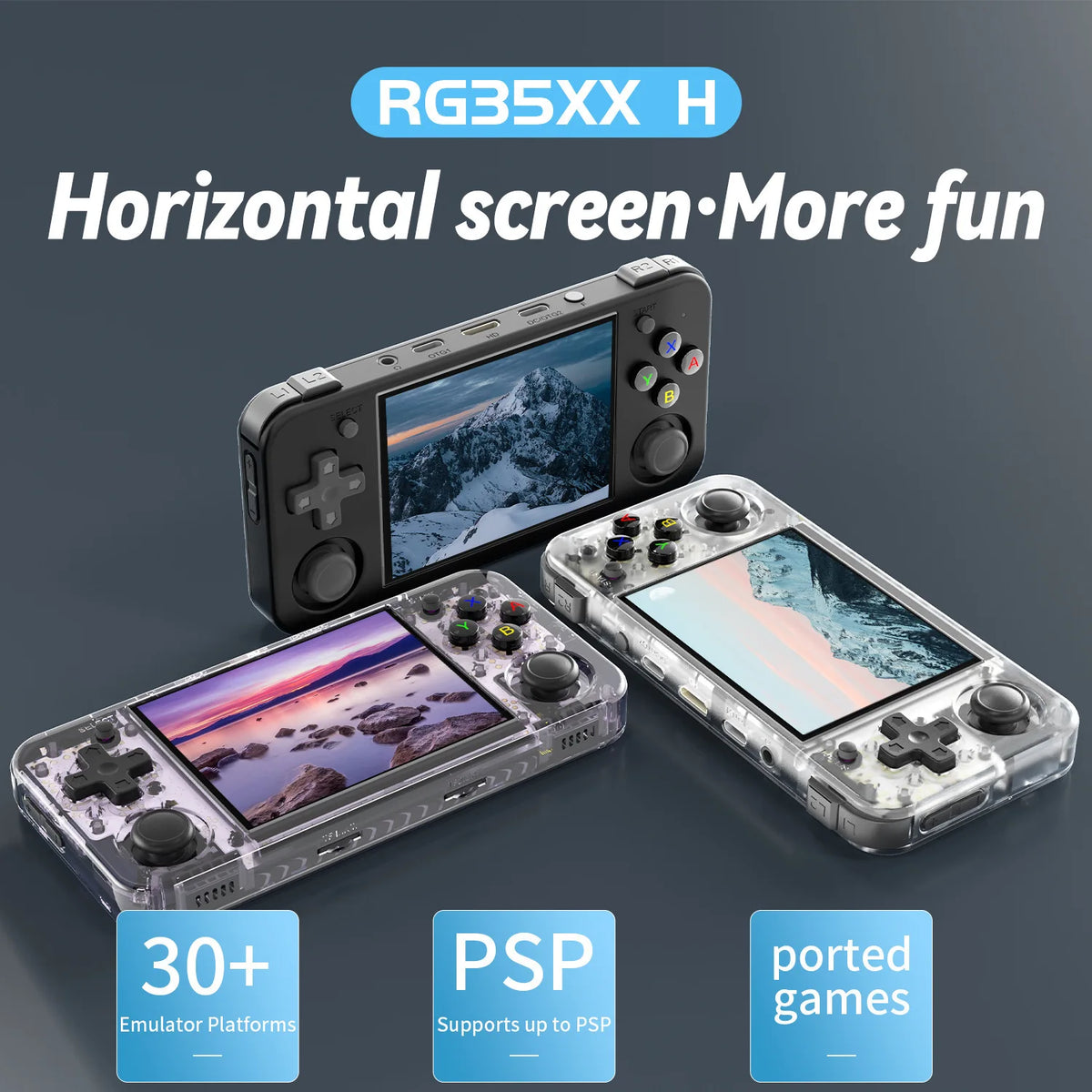 RG35XX H Linux Retro Handheld Game Console 64G Pre-Loaded 5570 Games, 3.5&