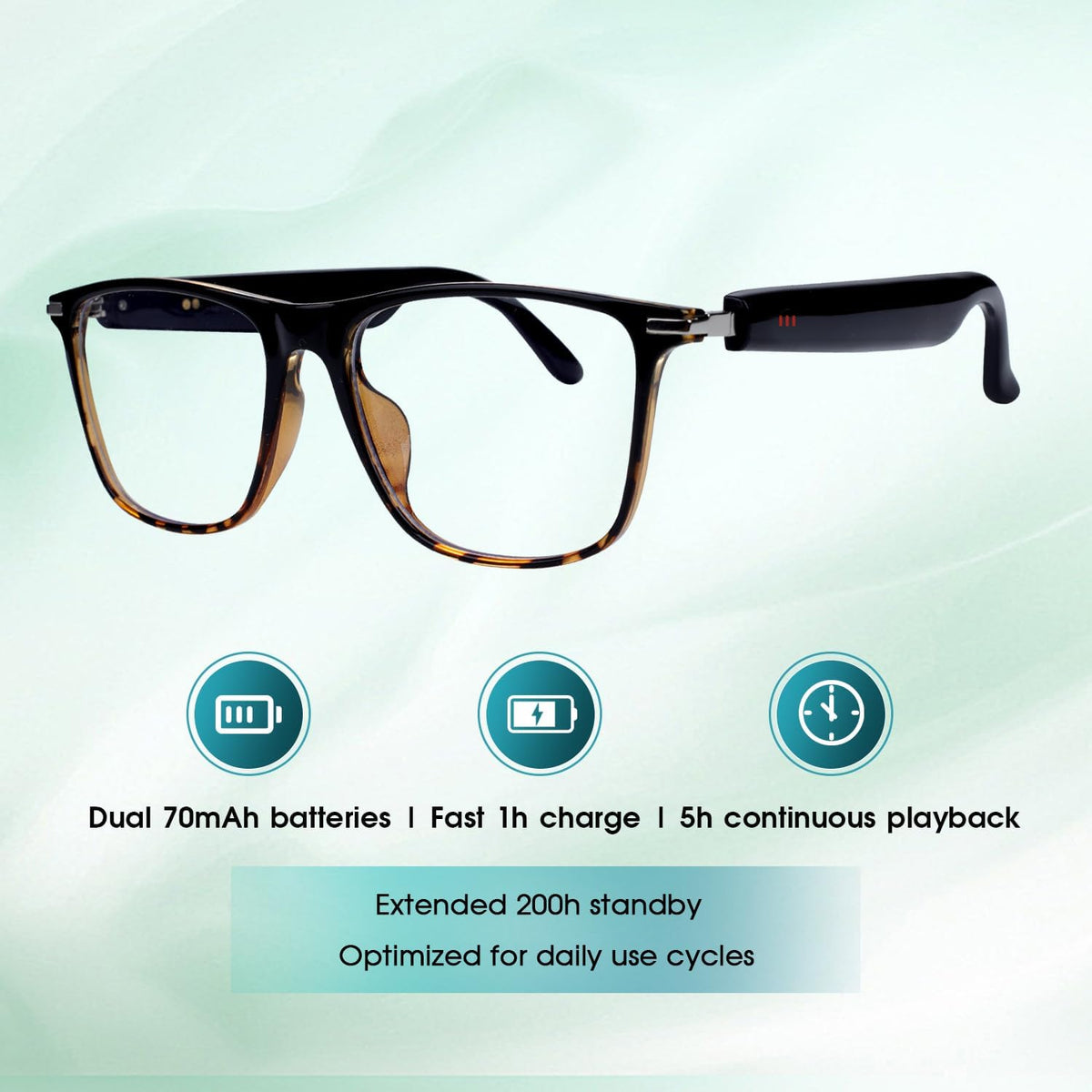 Bluetooth Audio Smart Glasses for Women &amp; Men, Bluetooth Glasses with Color-Change Lens, Open Ear Speakers, IPX5 Waterproof, Smart Audio Glasses for Iphone Android Music/Calls (Brown)