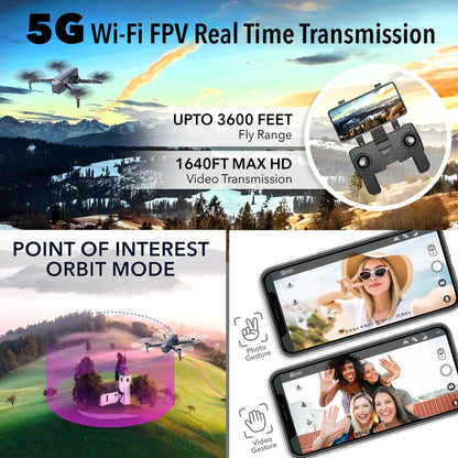 F24 Pro GPS Drones for Adults with Camera, 4K RC Drone with 30-Min Flight and 1600 Ft Range, Foldable, Black