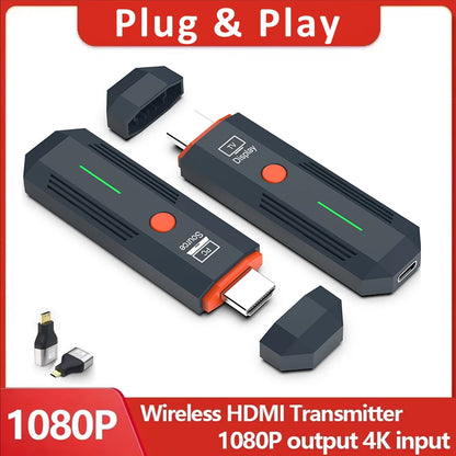 50M Wireless Video Transmitter Receiver 4K Decode Hdmi-Compatible Adapter TV Stick Dongle 1080P for Laptops PC Monitor Projector