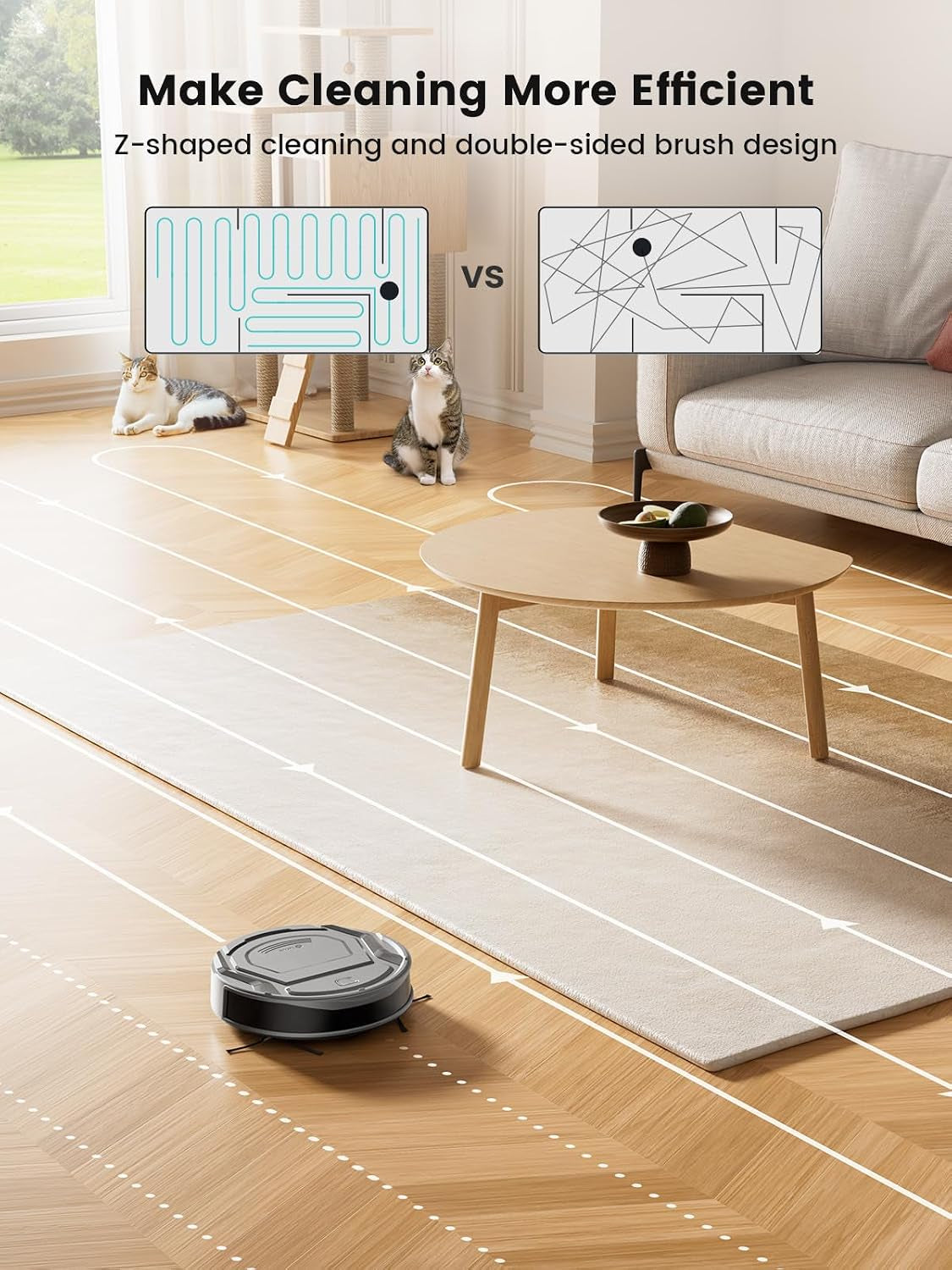 M210 Pro+ Robot Vacuum Cleaner, 6000Pa Suction, 200 Mins Runtime, Precisense Obstacle Avoidance, Self-Charging, Slim &amp; Quiet, Wifi/App/Alexa, Pet Hair &amp; Hard Floors, Grey