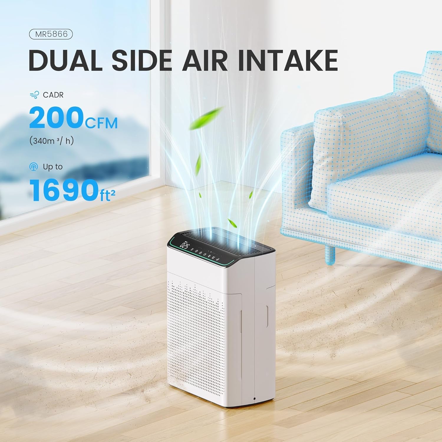 Air Purifiers for Large Room Home up to 1690Ft² with Air Quality Monitor and Smart Control, HEPA Air Purifier Filter Removes Pet Hairs, Smoke, Dust, Ivory