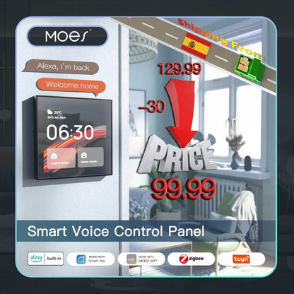 Wifi Touch Center Control Panel，Tuya Screen， Bulid in Alexa Voice Control &amp; Zigbee Gateway for Smart Scenes 4 Inches
