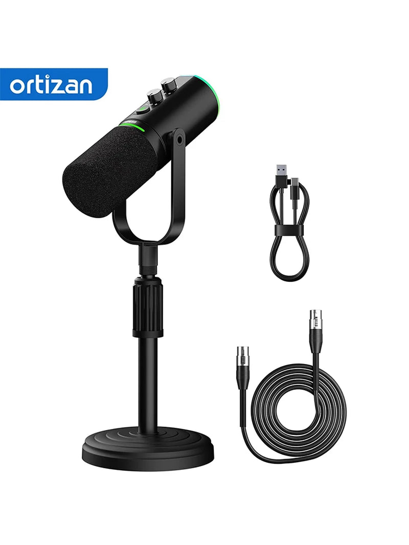 Podcast Dynamic Microphone, XLR/USB Recording PC Microphones for Broadcast, Podcast, Recording, Gaming &amp; Streaming, Studio Mic