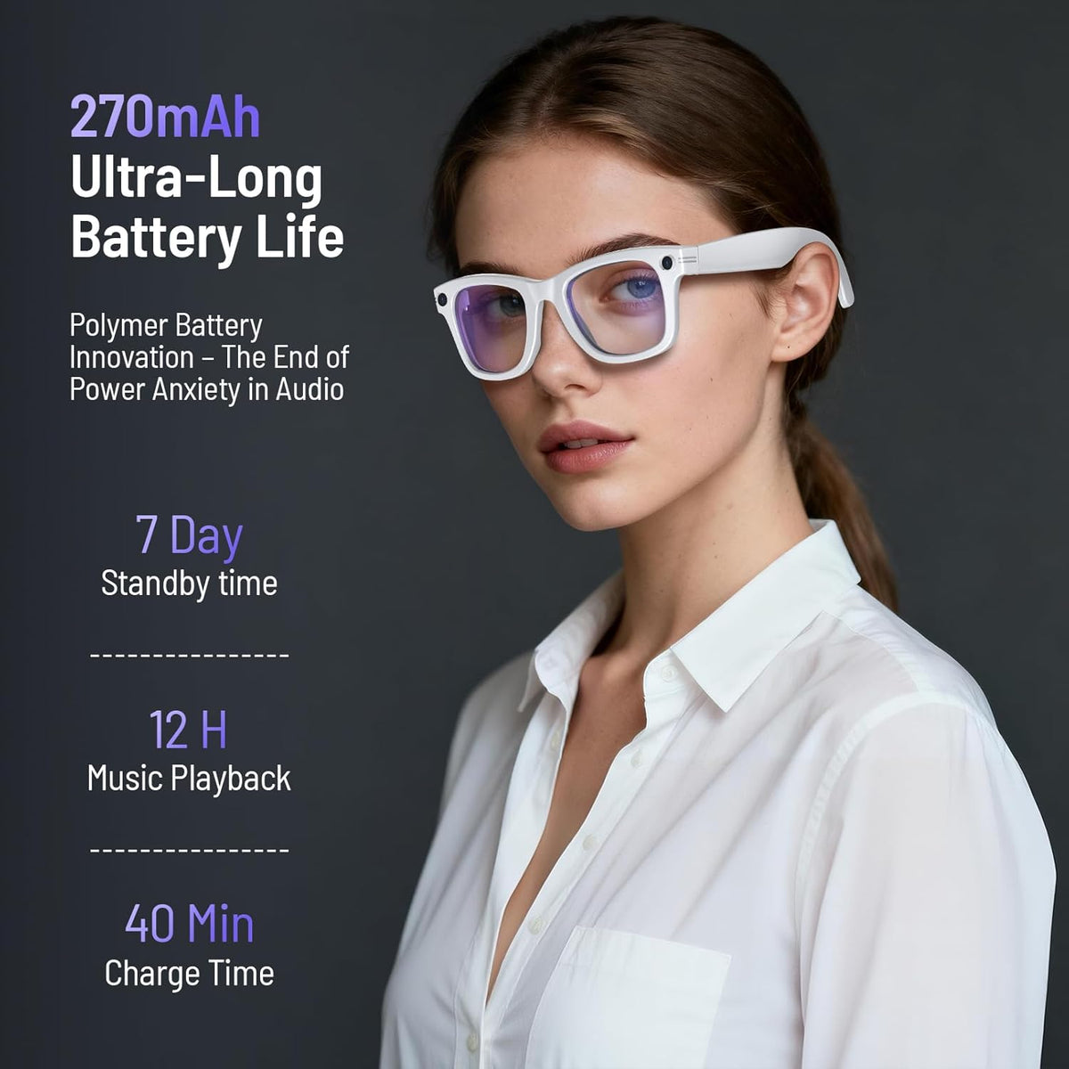 Upgraded Ai Smart Bluetooth Glasses, 800W Anti-Shake Camera Glasses, 1080P Video Recording, Ai Real-Time Translation, Open-Back Headphone Audio, Voice Assistant, Sunglasses for Men Women