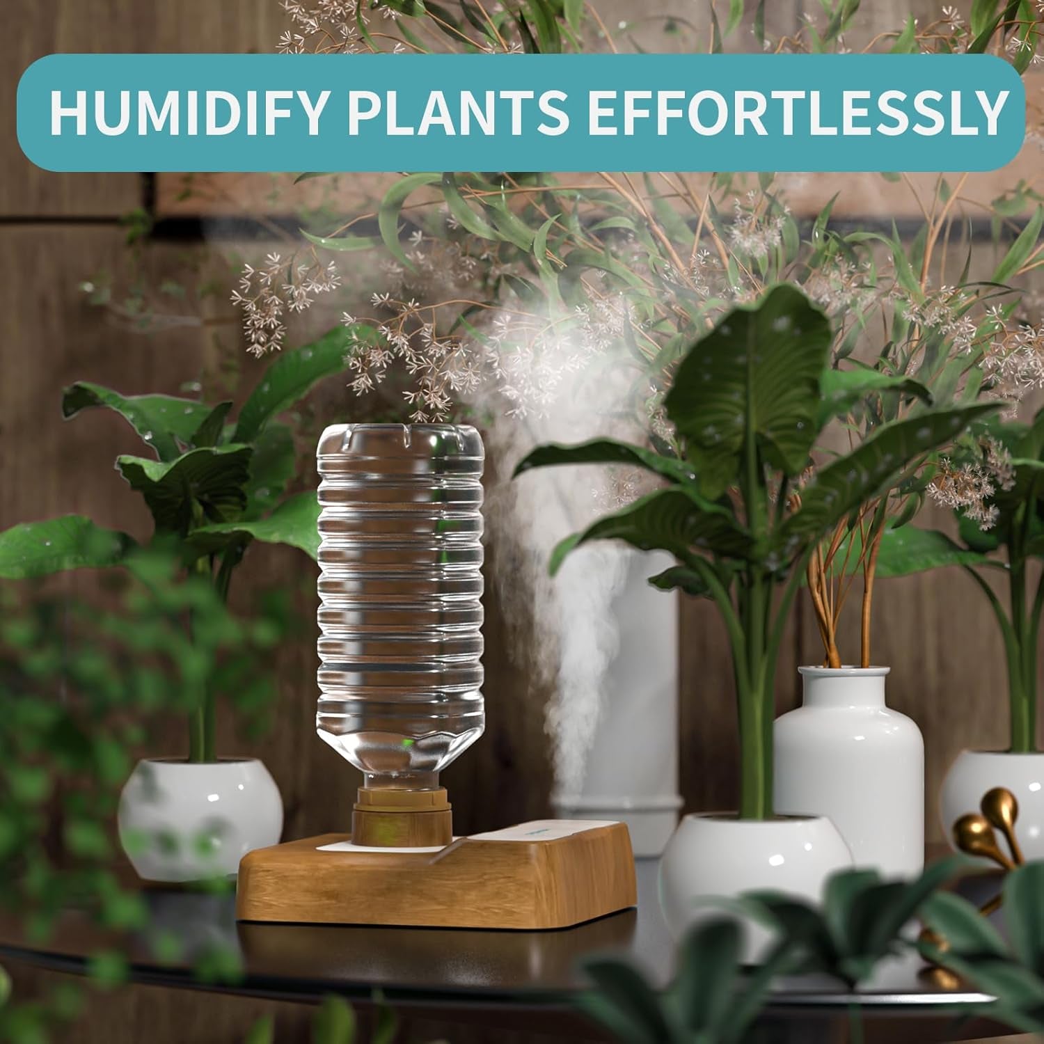 Travel Humidifier, Portable Humidifier for Plants, Bedroom, Office, Hotel or Car, 5000Mah Battery Operated Mini Cool Mist Humidifiers, Quiet 23Db, Auto-Off, Night Light & Bpa-Free, Wood Grain