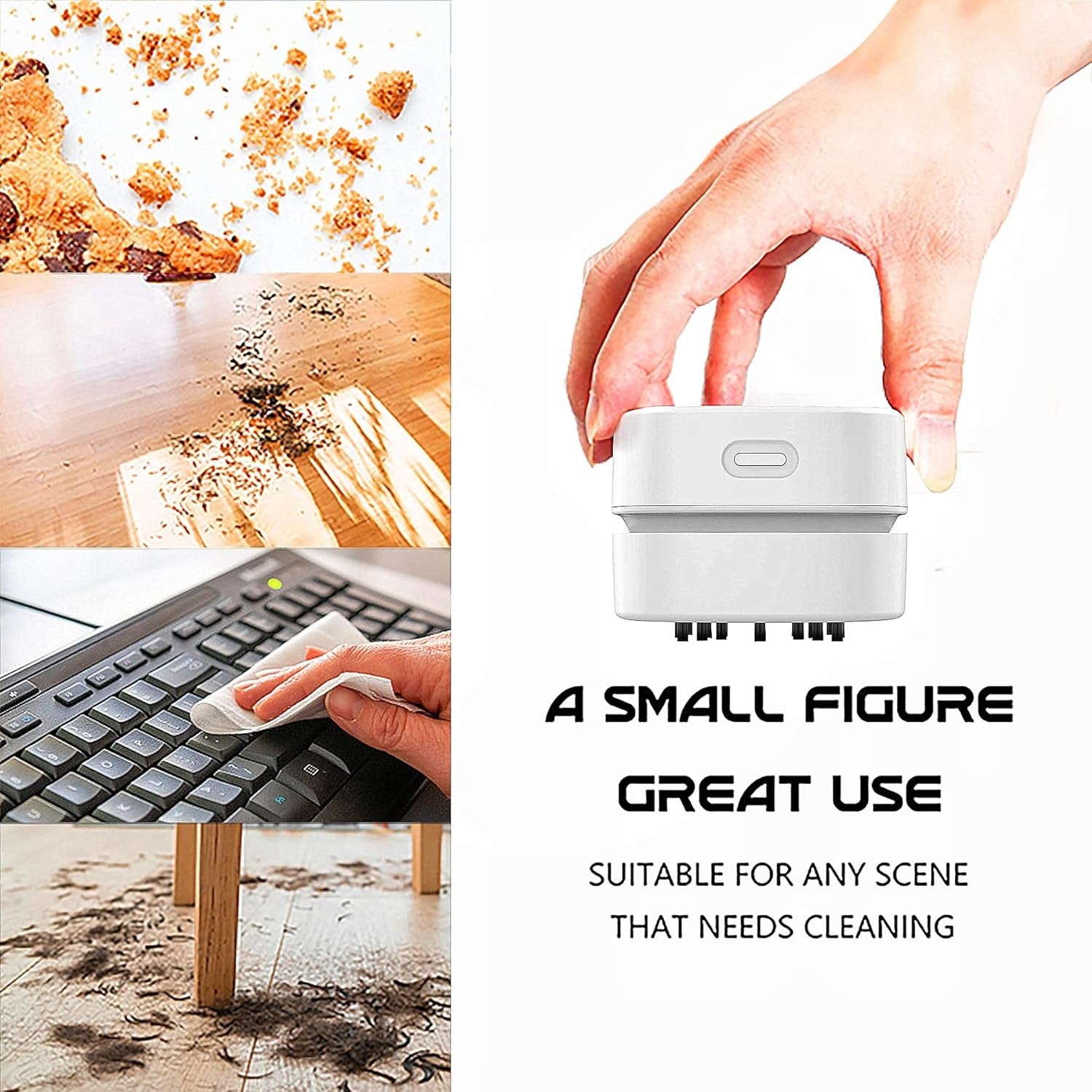 Desk Vacuum Cleaner, Office & Home Desktop Cleaner, Ideal Gift | 2 AA Battery Powered Cordless Mini Vacuum for Office Desks & Home Countertops. Sleek Office-Home Accessory for Holiday Gift