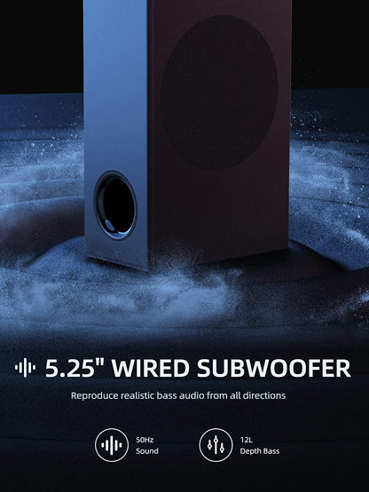 180W Sound Bar  2 in 1 Detachable Soundbar for TV 2.1CH Soundbar with Subwoofer 5 EQ Modes Treble &amp; Bass Adjust (ARC Cable) Optical/Bt 5.4/AUX, 12L Deep Bass for Home Theater-32 Inch
