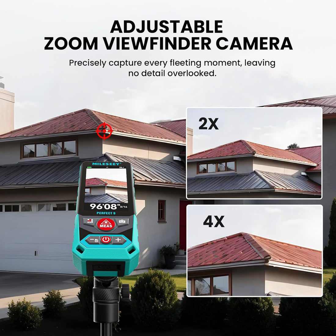 Outdoor Laser Measuring Tool, 985Ft Professional Laser Distance Meter for Construction, 4X HD Zoom &amp; 3" Backlit Display, Point-To-Point Technology for Large Outdoor Projects,