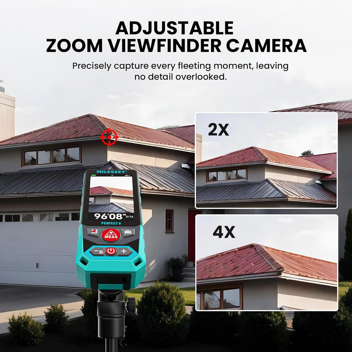 Outdoor Laser Measuring Tool, 985Ft Professional Laser Distance Meter for Construction, 4X HD Zoom &amp; 3" Backlit Display, Point-To-Point Technology for Large Outdoor Projects,