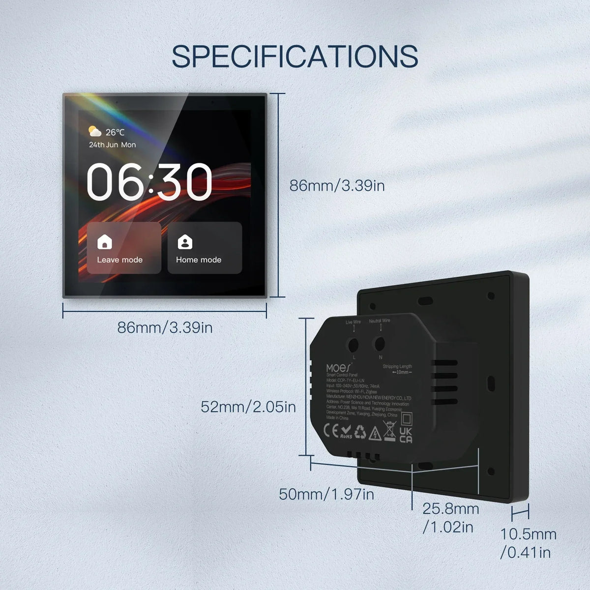 Wifi Touch Center Control Panel，Tuya Screen， Bulid in Alexa Voice Control &amp; Zigbee Gateway for Smart Scenes 4 Inches