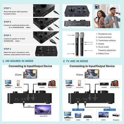 Smart TV Home Theater System Wireless Microphone Karaoke Mixer for Entertainment
