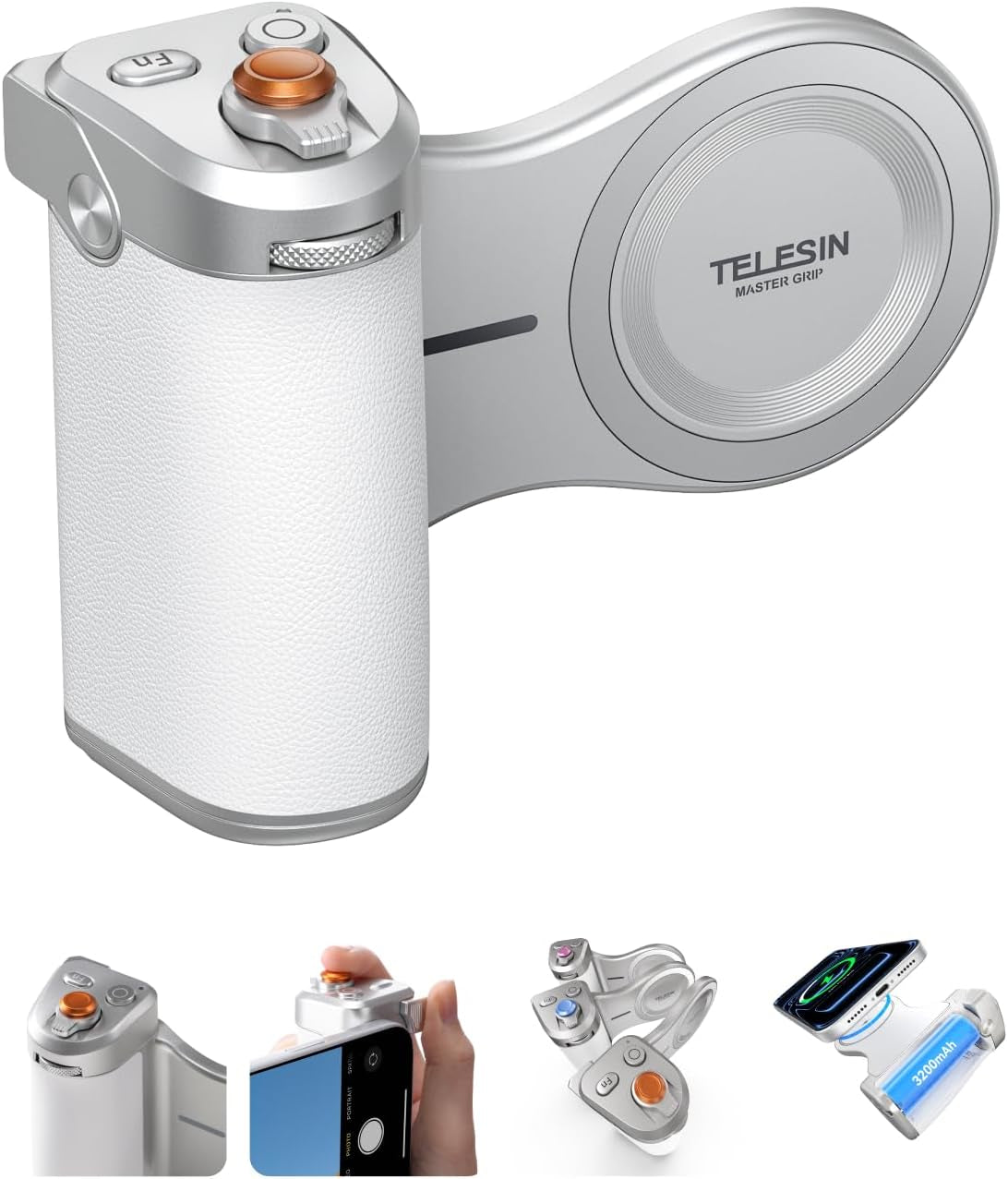 Pro Shot Imaging Grip, Magnetic Phone Camera Grip for Iphone 17 16 15 14 13 12, Bluetooth Shutter Handle with 3200Mah Battery &amp; Wireless Charging, Dslr-Style Handle Holder