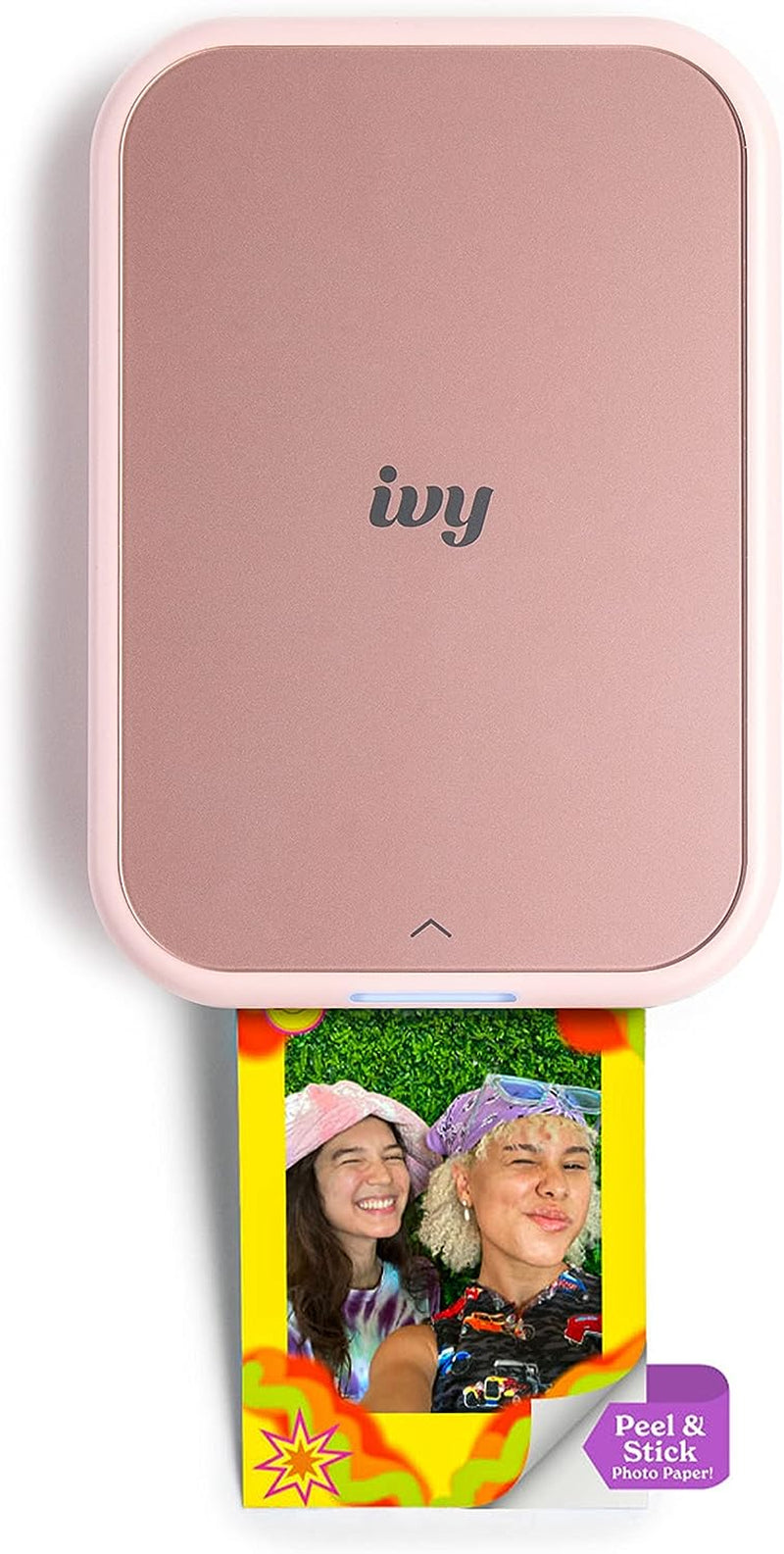Ivy 2 Mini Photo Printer (Blush Pink), Bluetooth Portable Smartphone Printer for Ios &amp; Android, Bundle with 10 Zink Sticky-Back Photo Prints, LED Light Bar, Protective Case &amp; USB Cable