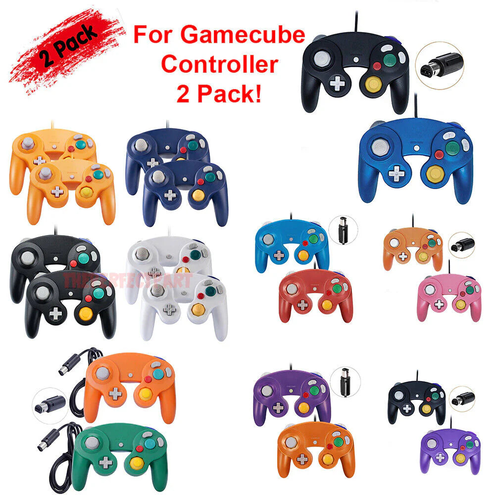 2 Pack Wired NGC Controller Gamepad for Nintendo Gamecube GC &amp; Wii U Console USA