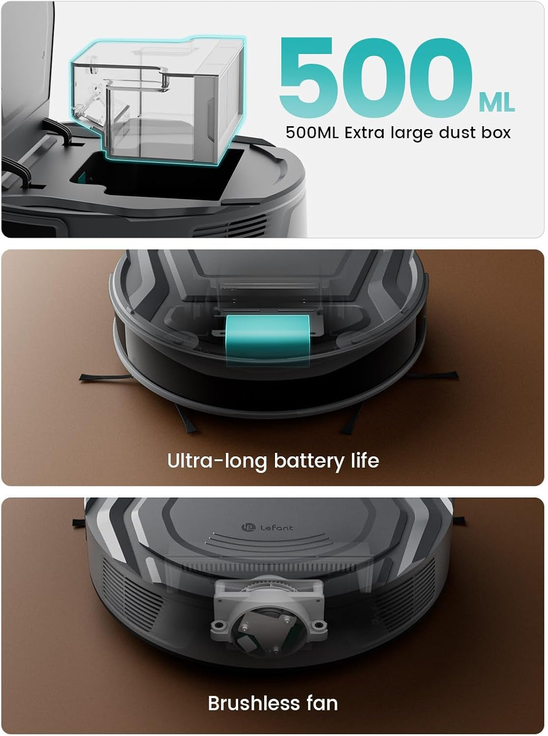 M210 Pro+ Robot Vacuum Cleaner, 6000Pa Suction, 200 Mins Runtime, Precisense Obstacle Avoidance, Self-Charging, Slim &amp; Quiet, Wifi/App/Alexa, Pet Hair &amp; Hard Floors, Grey