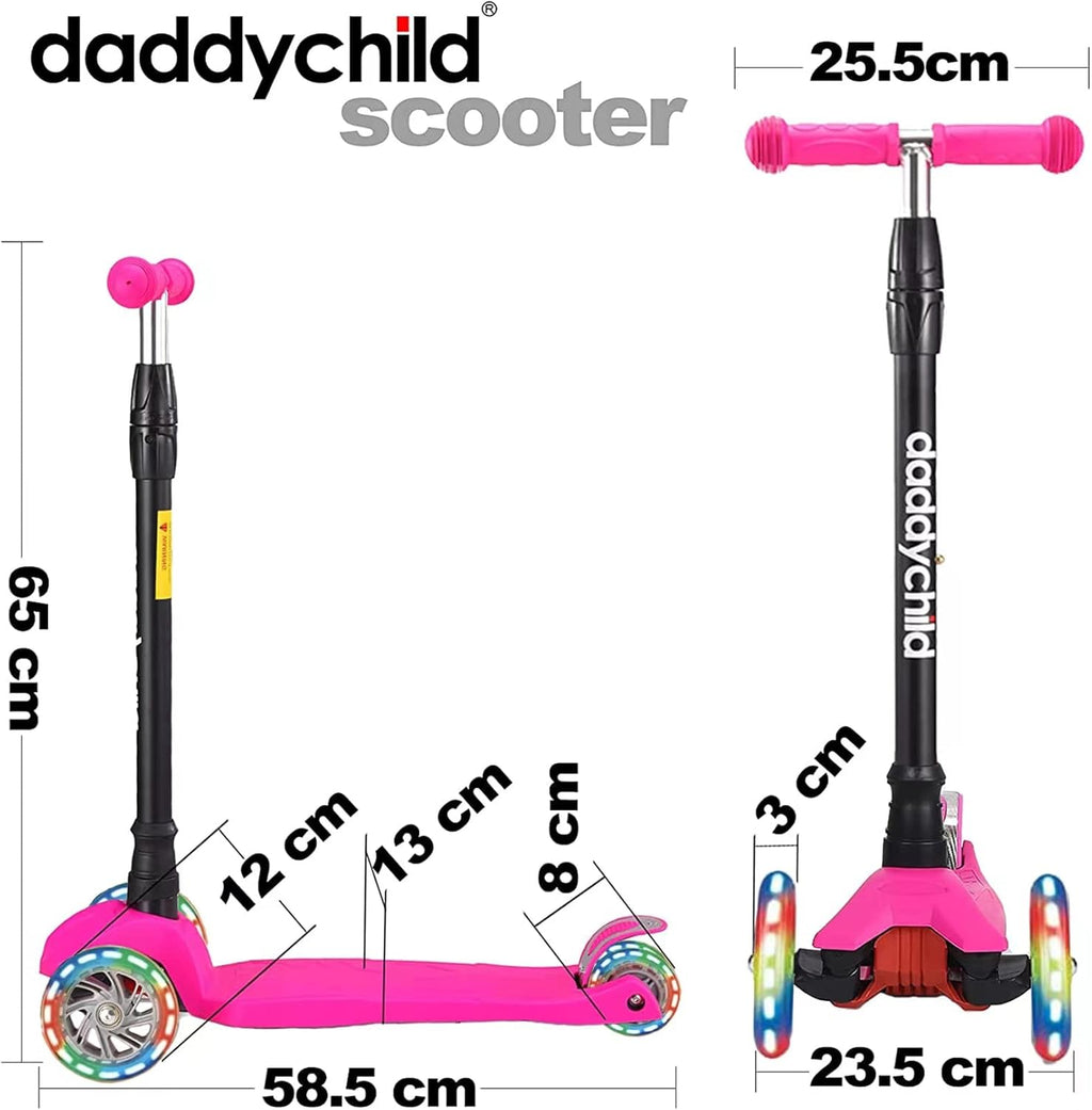 Scooters for Kids 3 Wheel Kick Scooter for Toddlers Girls & Boys, 4 Adjustable Height, Lean to Steer, Extra-Wide Deck, Light up Wheels for Children from 3 to 14 Years Old