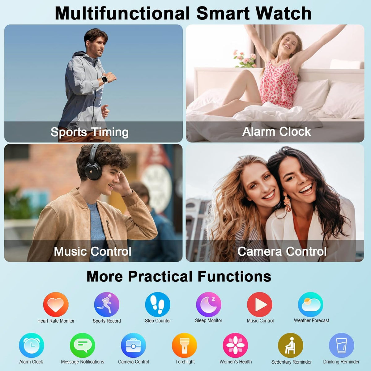Smart Watch for Men Women, 2.06"HD Touch Screen Fitness Tracker with Precision GPS, Bluetooth Calling, Heart Rate Sleep Monitor, 100+ Sport Modes, IP68 Waterproof Smartwatch for Android Ios, Off-White