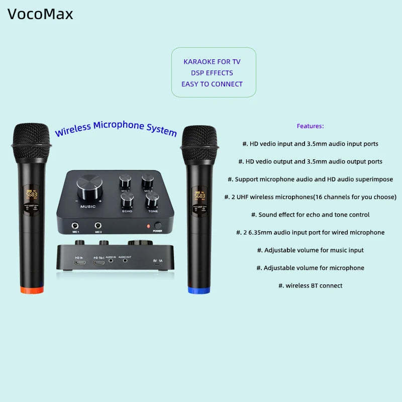 Smart TV Home Theater System Wireless Microphone Karaoke Mixer for Entertainment