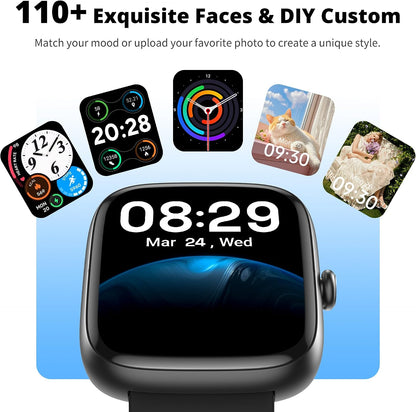 Smart Watch for Men Women (Answer/Make Call), 1.83" HD Fitness Tracker with Heart Rate/Spo2/Sleep Monitor, Pedometer, 120+ Sport Modes, IP67 Waterproof, 7-Day Battery, for Ios Android, Black