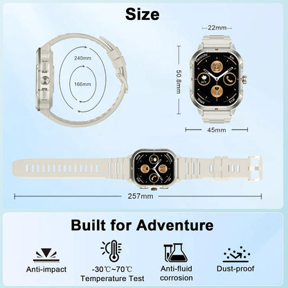 Smart Watch for Men Women, 2.06"HD Touch Screen Fitness Tracker with Precision GPS, Bluetooth Calling, Heart Rate Sleep Monitor, 100+ Sport Modes, IP68 Waterproof Smartwatch for Android Ios, Off-White