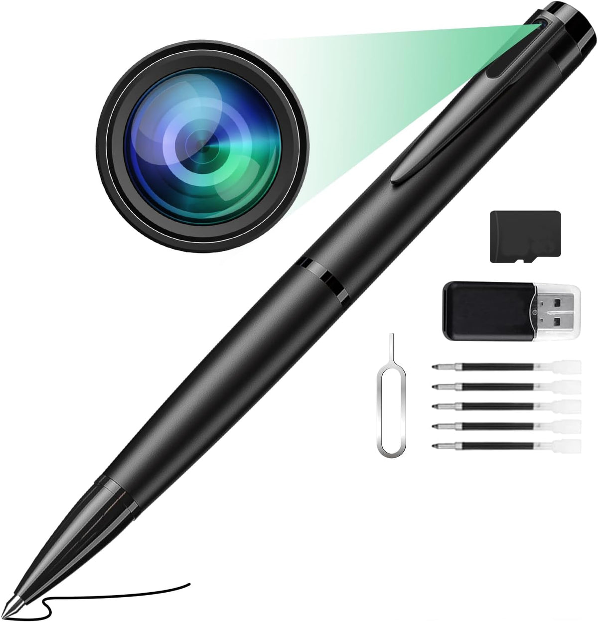 Hidden Camera Pen - 64GB Spy Camera with 1080P Full HD Video | Mini Nanny Cam for Home Security, Business &amp; Learning | 2023 Version