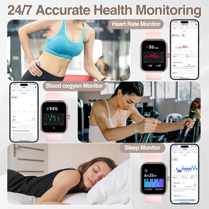 Smart Watch for Men Women with Bluetooth Call,Alexa Built-In Smartwatch,1.83"Diy Dial Fitness Watch with Sleep Heart Rate Spo2 Monitor,100+ Sport Mode,Ip68 Waterproof Watch Compatible with Android Ios