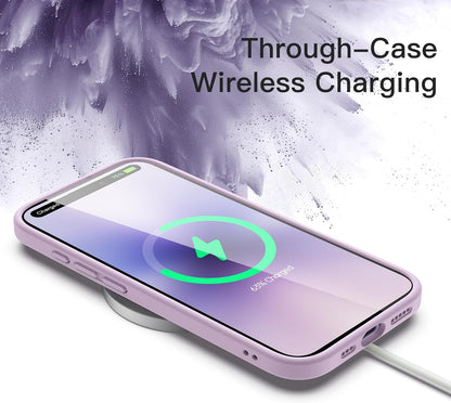 Case for Iphone 17 6.3-Inch, Shockproof Phone Bumper Cover, Solid Color Matte TPU Frame, Anti-Scratch Clear Back (Lavender)