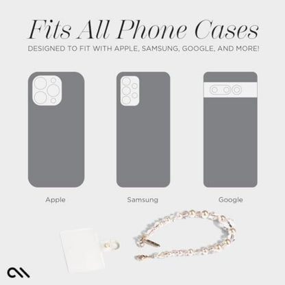 Phone Charm with Beaded Pearls and Crystals - Detachable anti Theft Strap - Hands-Free Iphone Wrist Strap for Women - Phone Chain Wristlet for Galaxy, Pixel and More - Crystal Pearl
