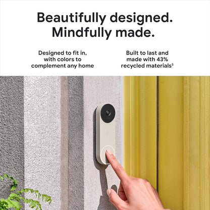 Nest Doorbell (Wired, 2Nd Gen) - Wired Video Doorbell Camera - Doorbell Security Camera - Snow