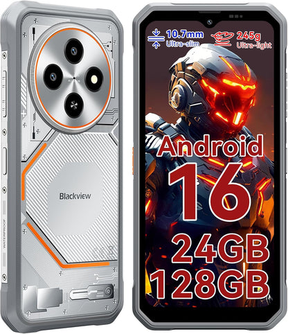 Fort 2 Rugged Phone Android 15, 10.7Mm Ultra-Thin Rugged Smartphone Unlocked, 24GB + 128GB/2TB 6.56”Hd+90Hz Large Dispaly, 4G T-Mobile Dual SIM IP69K Waterproof 16MP+13MP Camera, NFC/OTG/GPS