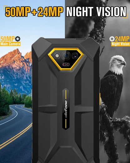 Rugged Smartphones Canada Android 15,  Armor X13 Unlocked Cell Phone, 50MP+24MP+8MP Cameras, 12+64GB Storage, 6.52” Screen, 6320Mah, Nfc,Gps,Dual 4G Volte Rugged Phones(Orange)