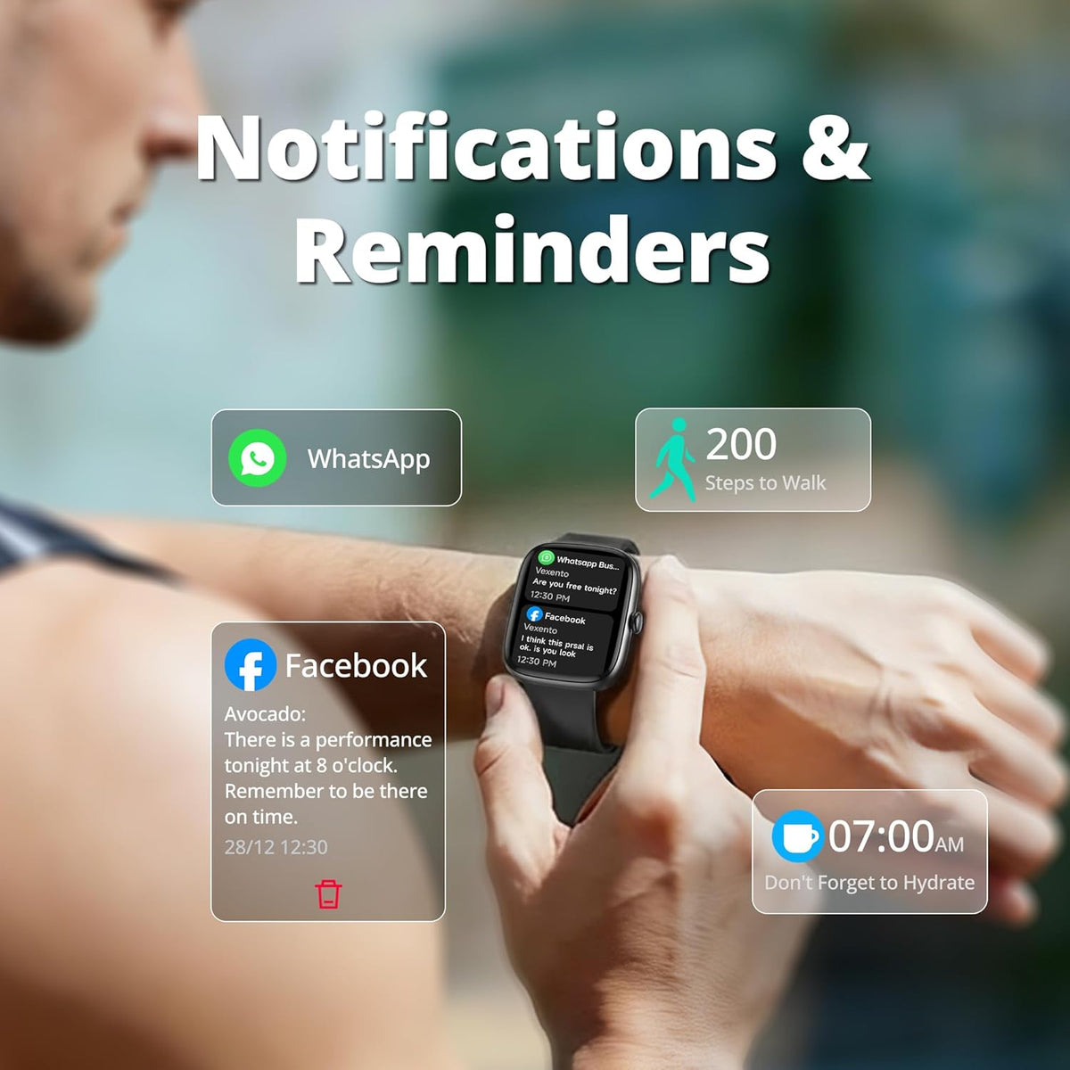 Smart Watch for Men Women (Answer/Make Call), 1.83" HD Fitness Tracker with Heart Rate/Spo2/Sleep Monitor, Pedometer, 120+ Sport Modes, IP67 Waterproof, 7-Day Battery, for Ios Android, Black